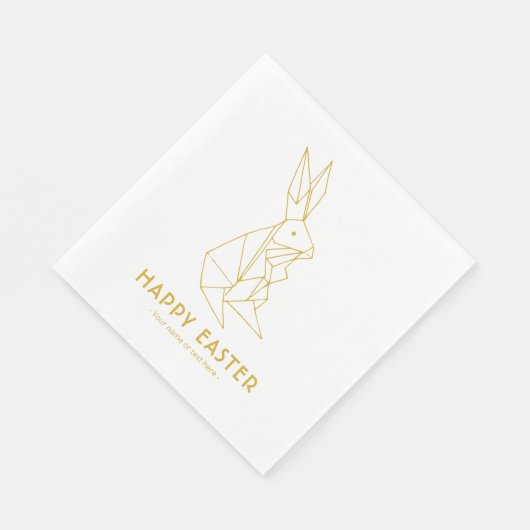 Gelukkig Pasen Modern Wit en Goud Servet (Hoek)