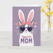Gelukkig Pasen Moeder Kattenkaart Kaart (Gele Bloem)