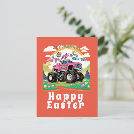 Gelukkig Pasen Monster Truck Avontuur Briefkaart (Staand voorkant)