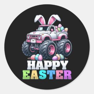 Gelukkig Pasen Monster Truck Pasen Konijn Monster Ronde Sticker