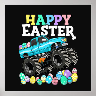 Gelukkig Pasen Monstertruck Pasen Eieren Poster
