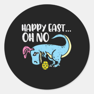 Gelukkig Pasen Oh Nee Trex Ei Grappig Pasen Dinosa Ronde Sticker