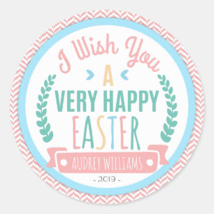 Gelukkig Pasen   Paaswens Favoriet Tag Ronde Sticker