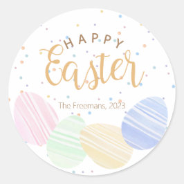 Gelukkig Pasen Pastelkleurige Watercolor Eieren Ro Ronde Sticker