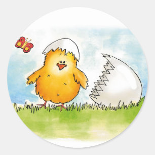 Gelukkig Pasen- personaliseren met naam - Chick ju Ronde Sticker