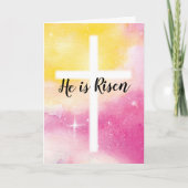 Gelukkig Pasen, Religieus - Hij is Risen Holiday K Feestdagen Kaart (Voorkant)