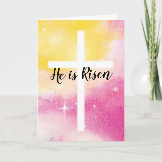 Gelukkig Pasen, Religieus - Hij is Risen Holiday K Feestdagen Kaart (Voorkant)