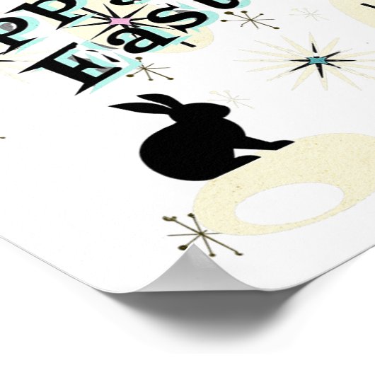 Gelukkig Pasen Retro Mid Century Moderne Stijl Kon Poster (Hoek)