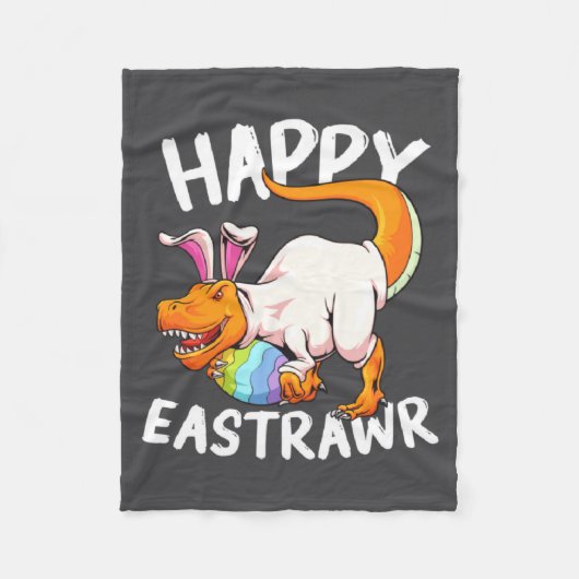 Gelukkig Pasen Rex Paas Rex Dinosaur Bunny Kind D Fleece Deken (Voorkant)