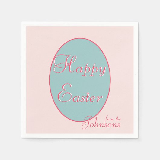 Gelukkig Pasen Roze Blauw Pasen Ei Party Servet (Voorkant)