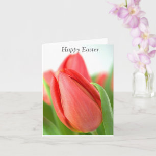 Gelukkig Pasen Roze Tulpen Kaart