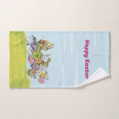 Gelukkig Pasen Running Bunnies Manden Gras Handdoek (Handdoek)