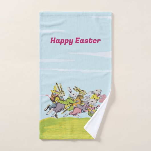 Gelukkig Pasen Running Bunnies Manden Gras Handdoek (Handdoek)