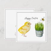 Gelukkig Pasen, schattig chick en hommel (Voorkant / Achterkant)