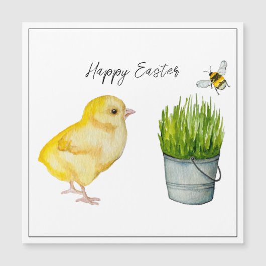 Gelukkig Pasen, schattig chick en hommel (Voorkant)