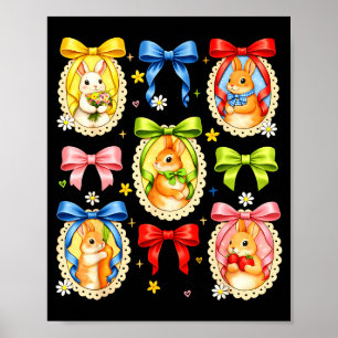 Gelukkig Pasen Schattig Coquette Strik Konijn Port Poster
