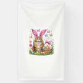 Gelukkig Pasen Schattig Konijn Maine Coon Kat Pase Spandoek (Verticaal)