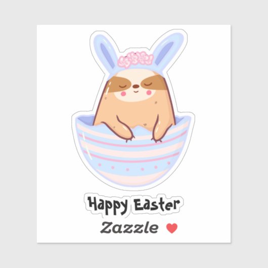 Gelukkig Pasen Schattigee luiaard aangepaste naam Sticker (Vel)