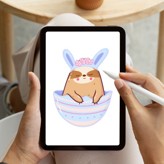 Gelukkig Pasen Schattigee luiaard aangepaste naam Sticker