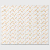 Gelukkig Pasen Script Oranje op Witte Inpakpapier (Vlak)