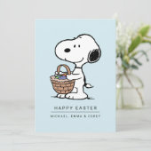 Gelukkig Pasen | Snoopy & de paashaas Feestdagenkaart (Staand voorkant)