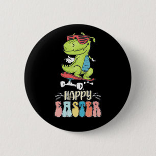 Gelukkig Pasen T Rex Dinosaur Bunny Konijn Eieren Ronde Button 5,7 Cm