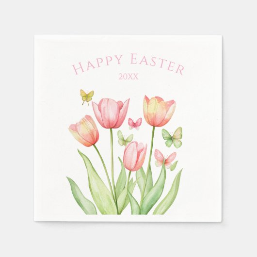 Gelukkig Pasen Tulp Servet (Voorkant)