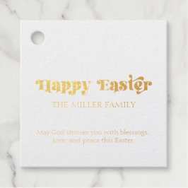 Gelukkig Pasen Typografie Pastel Bloemen Patroon Bedankjes Labels