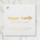 Gelukkig Pasen Typografie Pastel Bloemen Patroon Bedankjes Labels (Voorkant)