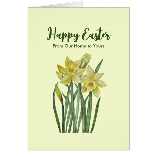 Gelukkig Pasen van onze Waterverf Daffodis thuis (Voorkant)