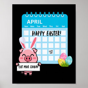 Gelukkig Pasen Varken Met Konijnenoren Kalender Gr Poster