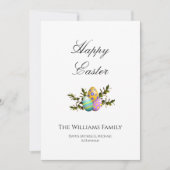 Gelukkig Pasen Versierde Eieren Groen Elegant Feestdagenkaart (Voorkant)