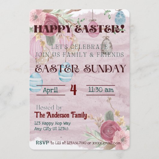 Gelukkig Pasen Viering Uitnodiging (Voorkant)