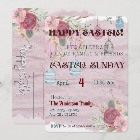 Gelukkig Pasen Viering Uitnodiging (Voorkant / Achterkant)