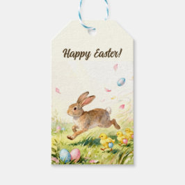 Gelukkig Pasen Vintage Konijn Lente Illustratie Cadeaulabel