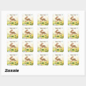 Gelukkig Pasen Vintage Konijn Lente Illustratie Vierkante Sticker (Vel)