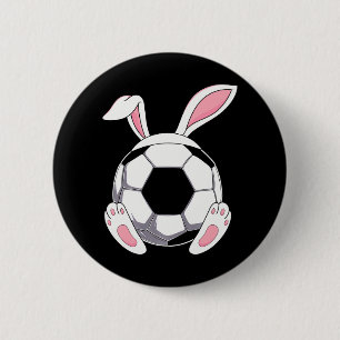 Gelukkig Pasen Voetbal Bunny Oars Grappig Ei Jonge Ronde Button 5,7 Cm