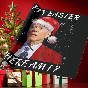 Gelukkig Pasen Waar ben ik Grappig Joe Biden Kerst Cadeaupapier