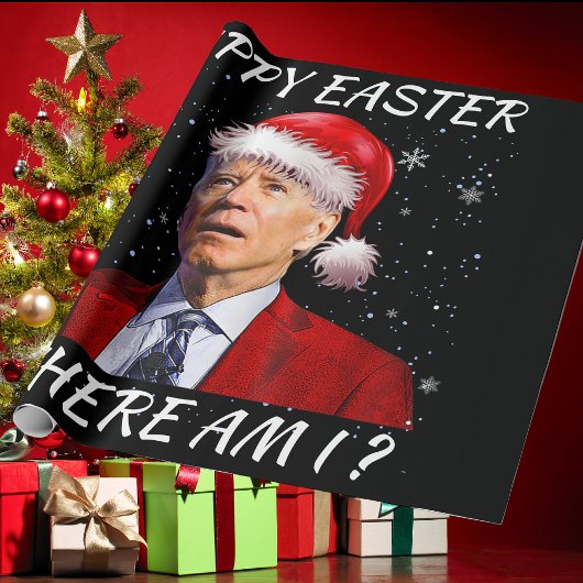 Gelukkig Pasen Waar ben ik Grappig Joe Biden Kerst Cadeaupapier