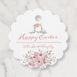 Gelukkig Pasen Water kleur bloemenkonijn Bedankjes Labels