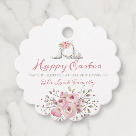 Gelukkig Pasen Water kleur bloemenkonijn Bedankjes Labels (Voorkant)