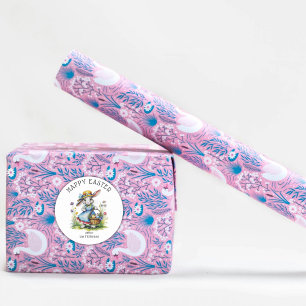 Gelukkig Pasen  Waterverf Konijntje en Eieren Ronde Sticker