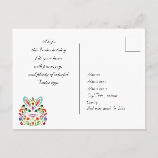 🐰Gelukkig Pasen (Wycinanki) aanpasbaar Briefkaart (Achterkant)