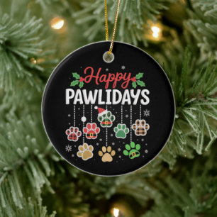 Gelukkig Pawlidays Grappige Kersthond Paw Kersthon Keramisch Ornament