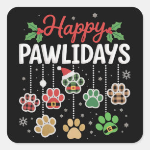 Gelukkig Pawlidays Grappige Kerstmis Hond Poot Xma Vierkante Sticker