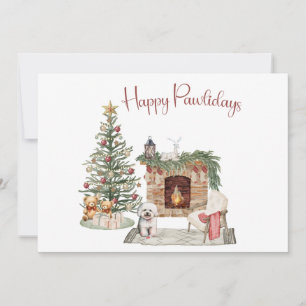 Gelukkig Pawlidays Hond Design- Bichon Frise Feestdagenkaart