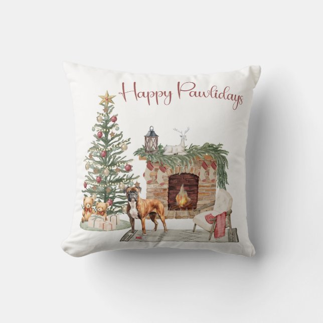 Gelukkig Pawlidays Hond Design- Boxer Kussen (Voorkant)