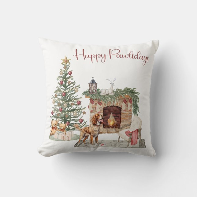 Gelukkig Pawlidays Hond Design- Brittany Spaniel Kussen (Voorkant)