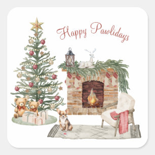 Gelukkig Pawlidays Hond Design- Chihuahua Vierkante Sticker