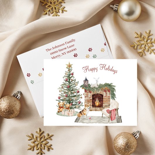 Gelukkig Pawlidays Hond Design- Corgi Feestdagen Kaart